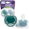 Philips Avent Succhietti Ultra Soft 18m+ Pastello Blu, a base vegetale - Set da 2 ciucci - Philips Avent