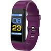 Generico Orologio intelligente, bracciale frequenza cardiaca pressione sanguigna Smart Band Fitness Tracker Smartband braccialetto Bluetooth per fitbits Smart Watch (VIOLA)
