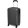 HEYO Valigetta rigida da viaggio con ruote, valigetta e trolley con serratura a combinazione, manico telescopico, grigio., M 35x22x55 cm, Trolley rigido con 4 ruote, lucchetto a combinazione e manico