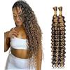Lakaisa Deep Wave Bulk Human Braiding Hair for Boho Braids Tessitura Capelli Umani Naturali Total 100g 2 Bundles 28 28 Pollici Human Hair Extension Unprocessed No Weft P427 Highlight Blonde for Women