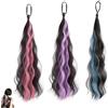 KASESSS Confezione da 3 extension per coda di cavallo, ricci da 50,8 cm, extension per capelli, per donne e ragazze, fai da te (viola, rosa, blu con riflessi blu)
