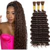 Tuheerst 30 30 30 Pollici Deep Wave Bulk hair for Braiding #4 Chocolate Brown capelli umani 3 Bundles/Pack No Weft Premium Braiding Hair Extensions for Boho Braids With Minimal Tangle