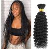 Lakaisa Deep Wave Bulk Human Braiding Hair for Boho Braids Tessitura Capelli Umani Naturali Total 100g 2 Bundles 32 32 Pollici Human Hair Extension Unprocessed No Weft Natural Black for Women