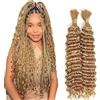 Lakaisa Deep Wave Bulk Human Braiding Hair for Boho Braids Tessitura Capelli Umani Naturali Total 100g 2 Bundles 14 14 Pollici Human Hair Extension Unprocessed No Weft #27 Blonde for Women