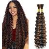 Lakaisa Deep Wave Bulk Human Braiding Hair for Boho Braids Tessitura Capelli Umani Naturali Total 100g 2 Bundles 12 12 Pollici Human Hair Extension Unprocessed No Weft P430 Highlight Brown for Women