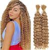 Lakaisa Deep Wave Bulk Human Braiding Hair for Boho Braids Tessitura Capelli Umani Naturali Total 100g 2 Bundles 28 28 Pollici Human Hair Extension Unprocessed No Weft #27 Blonde for Women