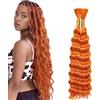 Lakaisa Deep Wave Bulk Human Braiding Hair for Boho Braids Tessitura Capelli Umani Naturali Total 100g 2 Bundles 14 14 Pollici Human Hair Extension Unprocessed No Weft #350 Orange for Women