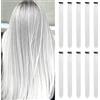 LUCKSWET Extension per capelli con clip, per ragazze, 56 cm, colorate, per feste, accessori per capelli colorati per donne (10 pezzi, bianco)