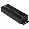 StarTech.com Hub USB 3.0 industriale a 10 porte con adattatore di alimentazione - Protezione contro le sovratensioni trasferimento dati in metallo Montabile su guida DIN, parete o scrivania [HB30A10AME]