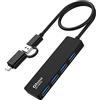 Qhou Adattatore hub USB 3.0, hub dati ultra sottile con 4 porte USB tipo A USB 3.0 compatibile con Mac, PC, iMac e altro ancora