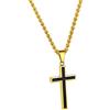 FindChic Collana da uomo con croce latina, incisione personalizzata in acciaio inossidabile placcato in oro 18k, gioielli con ciondolo cattolico da 22 pollici per uomo