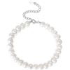 Candyfancy Bracciale da donna con perle d'acqua dolce, stile barocco, braccialetto di perle per donne e ragazze, in argento 925 regolabile, Argento sterling