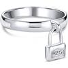 Bling Jewelry Anello Con Ciondolo A Lucchetto Per Donna Fidanzata In Argento Sterling .925 Lucidato Banda 1MM