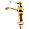 Sarini Miscelatore Per Lavabo Da Bagno Retrò, Miscelatori Vittoriani Di Lusso Con Maniglia in Ceramica, Per Guardaroba, Colore Oro Floreale, Rubinetto Monocomando Vintage Lavabo