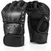 Flexzion Guantoni MMA Boxe Pugilato Boxing - Guanti golves in Pelle PU per Arti Marziali Muay Thai Combattimento Allenamento UFC Sparring, Cinturino Accessorio in Velcro, Paio per Uomini Adulti (Blu)