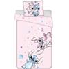 Jerry Fabrics Disney Lilo & Stitch Copripiumino Universe, Rosa, 100% Cotone, 140x200 cm, con Federa 50x70 cm, Fantasia Spaziale