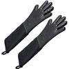 Linwnil Guanti da forno professionali extra lunghi in silicone con fodera trapuntata, guanti da forno resistenti al calore, guanti da forno resistenti al calore, confezione da 2 (nero)