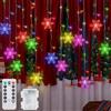 Ninonly Tenda Luminosa Natale, 96 LED Fiocco di Neve Luci Natale Tenda, 8 Modalità Catena Luminosa Impermeabile, Tenda Luci Natale Decorative Per Interni Esterno Festa Matrimonio Balconi