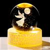 Movdyka Angelo custode in cristallo 3D da 6 cm, figurina a palla da regalo per donne e figlie, sfera di cherubino da collezione con base di luce calda, per amici e familiari, regalo di compleanno