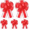 YAWYO 5 Fiocchi Grandi da Tirare, Nastro Rosso da 15 cm per Auto da Matrimonio, Fiocchi Rossi per Confezionare Cestini Regalo, Nastro da Matrimonio per Auto, Fiori, Scatole Regalo, Decorazioni