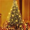 Esvyit Luci Albero di Natale Interno Esterno 400 LED 2,5 Metri 16 Fili, Lucine Luci Albero di Natale a Cascata LED IP44 Impermeabile, Illuminazione Catena Luminosa Esterno Natalizia 8 Modalità, Bianco Caldo