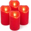 ToCi Velas LED rojas Ø 7 x 10 cm - Juego de 4 con mecha negra y temporizador - 4 velas de cera auténtica sin llama - Velas de Adviento para tumbas