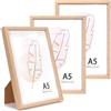 KAIWIN Set di 3 Cornici per Foto A5 in Rovere, Cornice in Legno per Poster, Cornici da 14,8x21 cm per Montaggio a Parete e su Tavolo per Casa, Ufficio, Galleria, Vacanze con Foto, Poster