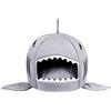 ZhuiKun 2 in 1 Cuccia per Animali a Forma di squalo Casa Cane Grotta Gatti da Interno Pieghevole con Cuscino Rimovibile e Lavabile - Grigio,S