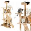 Avilia - Tiragraffi XXL 170cm con Doppia Cuccia per Gatti Adulti, Albero Giochi in Sisal e Peluche, Piatteforme Relax, Ampio e Sicuro per il Massimo Divertimento dei Gatti (Beige)