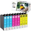 Starlet24 9x cartucce per stampante T1306 compatibili con Epson T1306 T1302 T1303 T1304 per Stylus SX525WD SX535WD SX620FW Office B42WD BX925FWD BX635FWD Workforce WF-3520DWF WF-7525 WF-7015