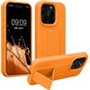 kwmobile 1x Custodia Compatibile con iPhone 15 Pro Max - Cover Supporto Dita - Back Case per Smartphone - Protezione Gommata arancia fruttata