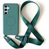 JIYUDZ JIYU Cover Magnetica per Samsung Galaxy S25 FE con Cordino,Custodia Silicone Compatibile con MagSafe,Cover Silicone Antiurto con Corda Collana Tracolla Laccio Protettiva Case,Verde