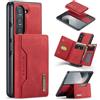Mxinxiu Custodia a portafoglio 2 in 1 per Samsung Galaxy Z Fold 7, custodia in pelle opaca, porta carte staccabile con fibbia a portafoglio - rosso