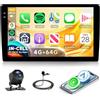 Rimoody 4G+64G Android 15 Autoradio 2 Din, 9 Pollici Senza Fili Carplay Autoradio con Touchscreen Android Auto Mirror Link Navi GPS Bluetooth WiFi/FM/RDS/EQ/SWC/USB Telecamera Posteriore