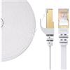 Elfcam® - 3m Cavo Ethernet Cat 7, Piatto RJ45 Cavo di Rete LAN, Ad Alta Velocità Cavo Dati Internet, 100% Rame, STP, 32 AWG, Bianco (3m)