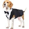 PUMYPOREITY Smoking Cani, Vestito Cerimonia Elegante per Cani Vestito Matrimonio Dog Tuxedo Gentleman Puppy Bulldog Francese Golden Retriever Chihuahua(Righe Nero, L)