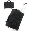 BAGSMART Borsa rolling Duffle da 40 l con ruote e maniglia, IATA Underseat Carry On Bags for Travel with Shoe Compartment, Nero , Mittelgroß, casual