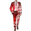 Gefomuofe Tuta natalizia da uomo con blazer di Natale, divertente tuta di Natale, slim fit, giacca e pantaloni da tuta, costume Xmas, Colore: rosso, L