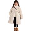 Generisch Piumino da bambina con fodera in pelliccia sintetica, caldo cappotto invernale con cappuccio, capispalla antivento per bambini e bambini, bianco, 10-11 Jahre
