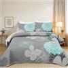 Anibedding Set di biancheria da letto per letto king size, con motivo floreale verde, 3 pezzi, elegante copriletto bohémien con fiori e 2 federe, morbido e leggero, per adulti (verde, 264 x 228,6 cm)