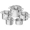 ZWILLING Vitality batteria di pentole 5 pezzi con coperchio in vetro, adatta all'induzione, non rivestita, acciaio inox, argento