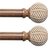 UNCONSIL Aste per tende in legno per finestre: Aste per tendaggi regolabili da 1 pollice di diametro da 121,9 cm a 218,4 cm, confezione da 2 aste resistenti per finestre con finta venatura del legno e finali a