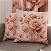 PETTI Artigiani Italiani - Coppia di Federe Cuscino 35x35 cm in Microfibra, Cuscini Arredo Camera da Letto, Divano, Salotto, Set 2 Fodere Copricuscino, Federa Floreale Rosa, 100% Made in Italy