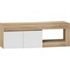 HOMCOM Mobile TV Moderno 60" max con Armadietto 2 Ante e Ripiano Aperto, 140x40x48 cm, Bianco e color Legno | Aosom Italy