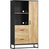 HOMCOM Credenza Moderna da Cucina con 2 Cassetti, 2 Ripiani e un Armadietto, 88x35x160 cm, Legno e Nero | Aosom Italy