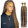 Lakaisa Deep Wave Bulk Human Braiding Hair for Boho Braids Tessitura Capelli Umani Naturali Total 100g 2 Bundles 26 26 Pollici Human Hair Extension Unprocessed No Weft P427 Highlight Blonde for Women