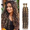 Lakaisa Deep Wave Bulk Human Braiding Hair for Boho Braids Tessitura Capelli Umani Naturali Total 100g 2 Bundles 32 32 Pollici Human Hair Extension Unprocessed No Weft P427 Highlight Blonde for Women