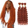 Tuheerst Deep Wave Bulk hair for Braiding #350 Orange capelli umani 3 Bundles/Pack No Weft Premium Braiding Hair Extensions for Boho Braids With Minimal Tangle 22 22 22 Pollici