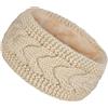ILUFAM Fascia per capelli lavorata a maglia foderata in pile, scalda le orecchie, calda e spessa, fascia termica per capelli da donna (beige, taglia unica)