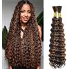 Lakaisa Deep Wave Bulk Human Braiding Hair for Boho Braids Tessitura Capelli Umani Naturali Total 100g 2 Bundles 34 34 Pollici Human Hair Extension Unprocessed No Weft P430 Highlight Brown for Women